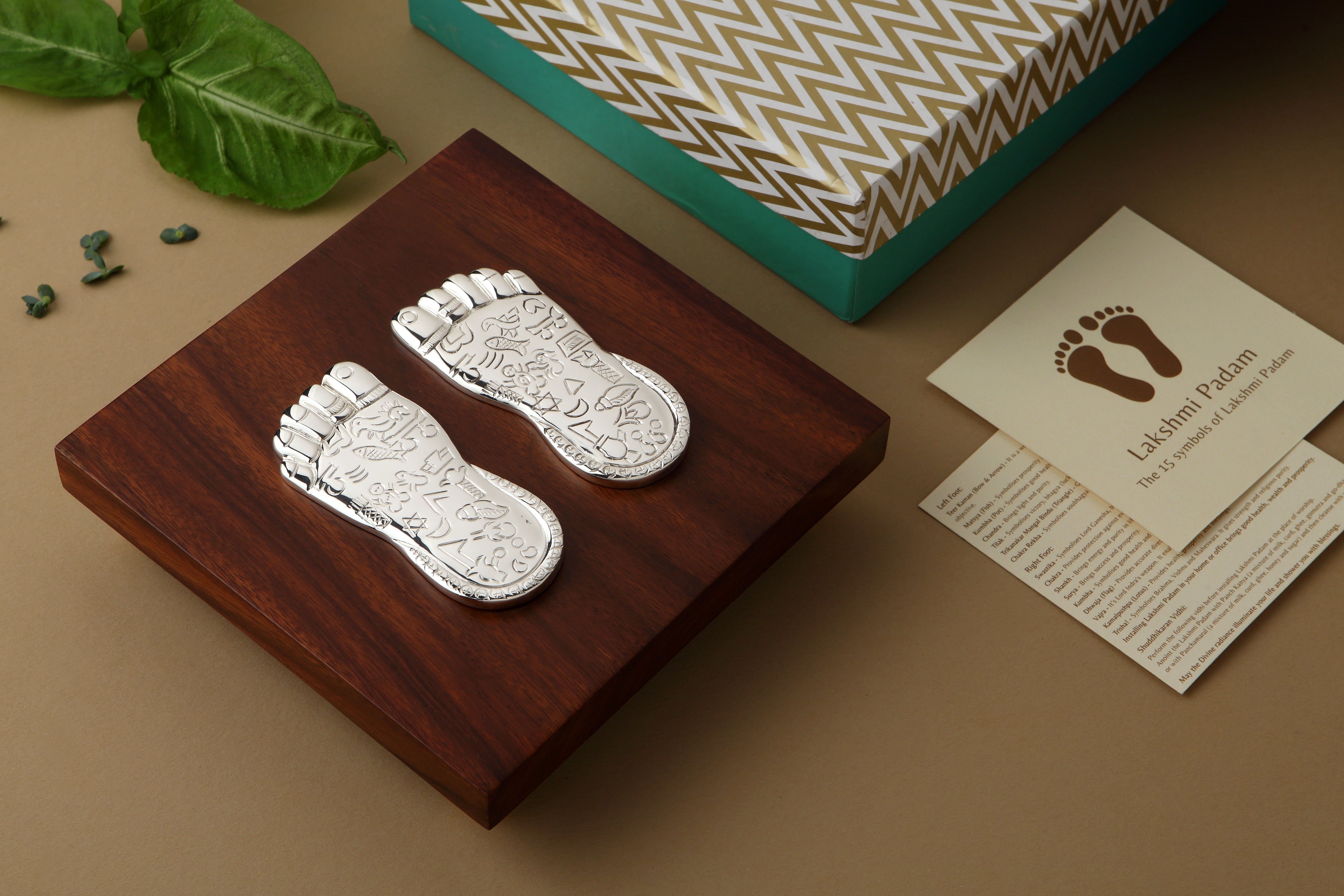 The perfect gift of blessings : Silver plated Laxmi Charan