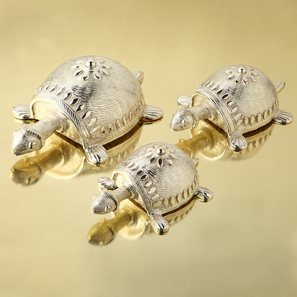 DECORATIVE SILVER PLATED TORTOISE SET OF 3