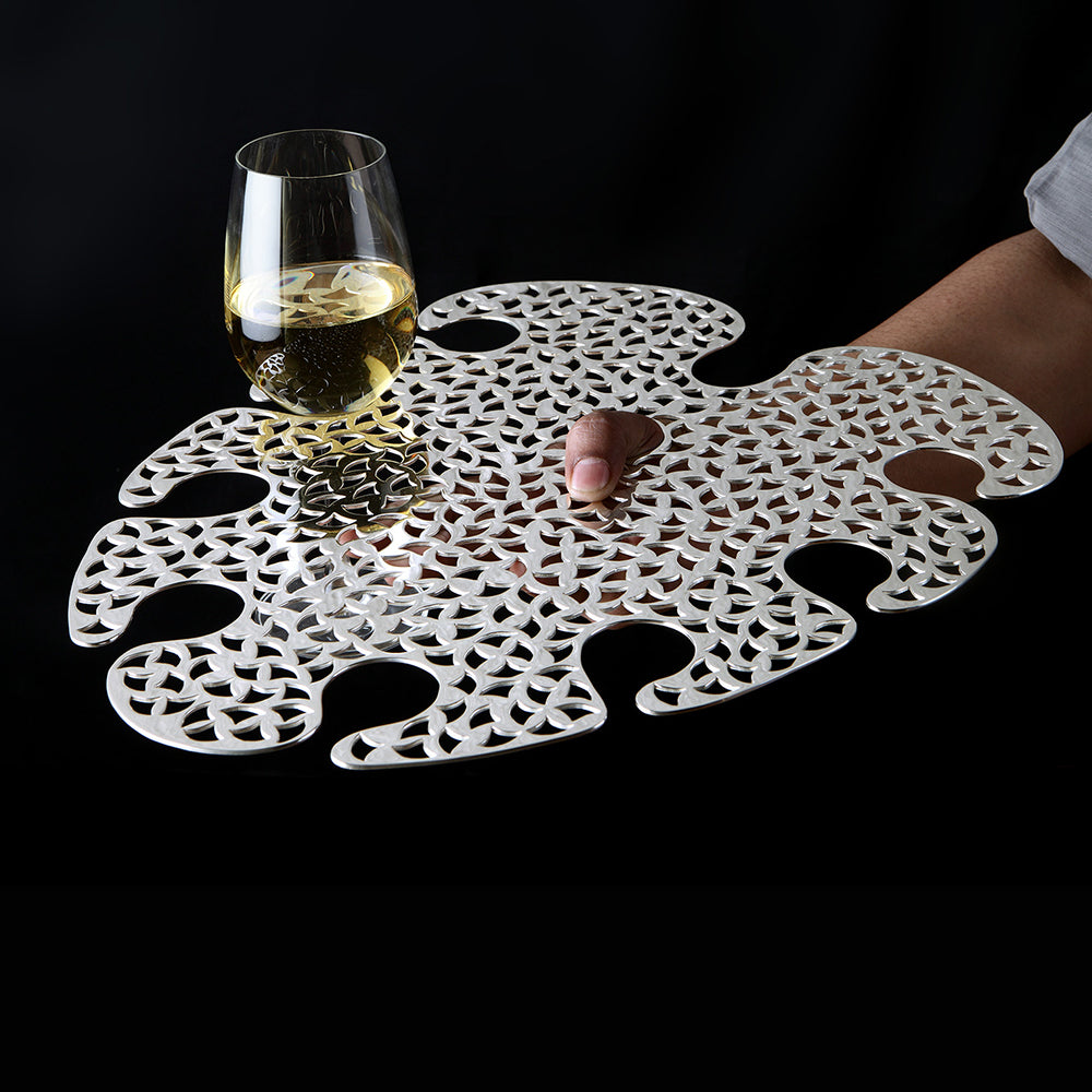 SILVER PLATED WINE SERVING TRAY