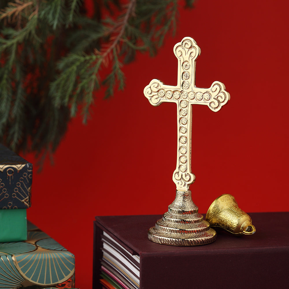 BRASS Ornamental Cross Accent