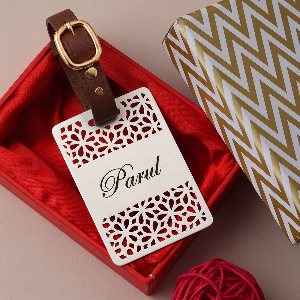 Floral Cutwork Customisable Luggage Tag