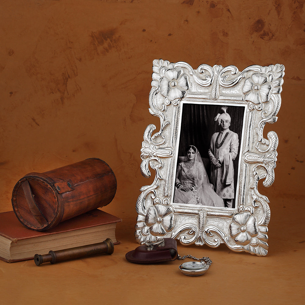 Silver-Plated Ornate Rectangular Photo Frame
