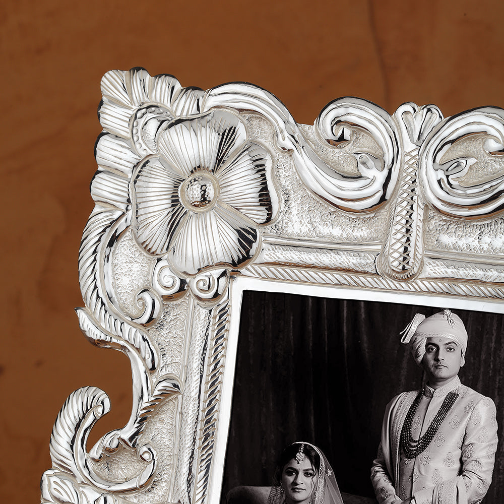 Silver-Plated Ornate Rectangular Photo Frame