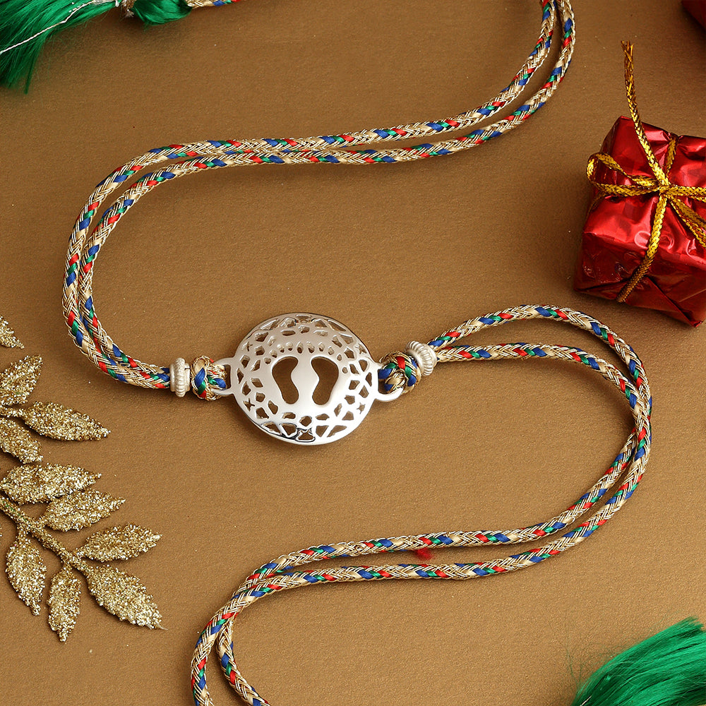 SILVER PLATED CHARAN RAKHI