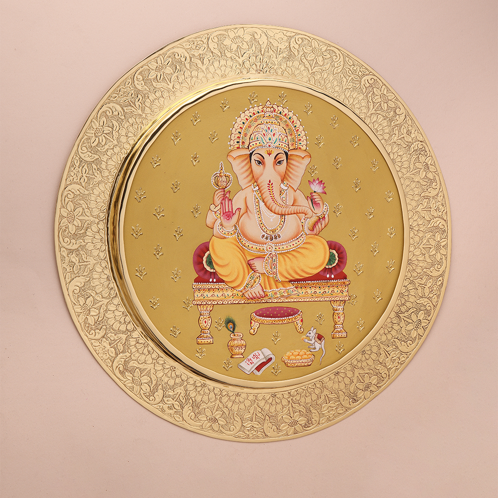 Golden Ganesha Brass Frame
