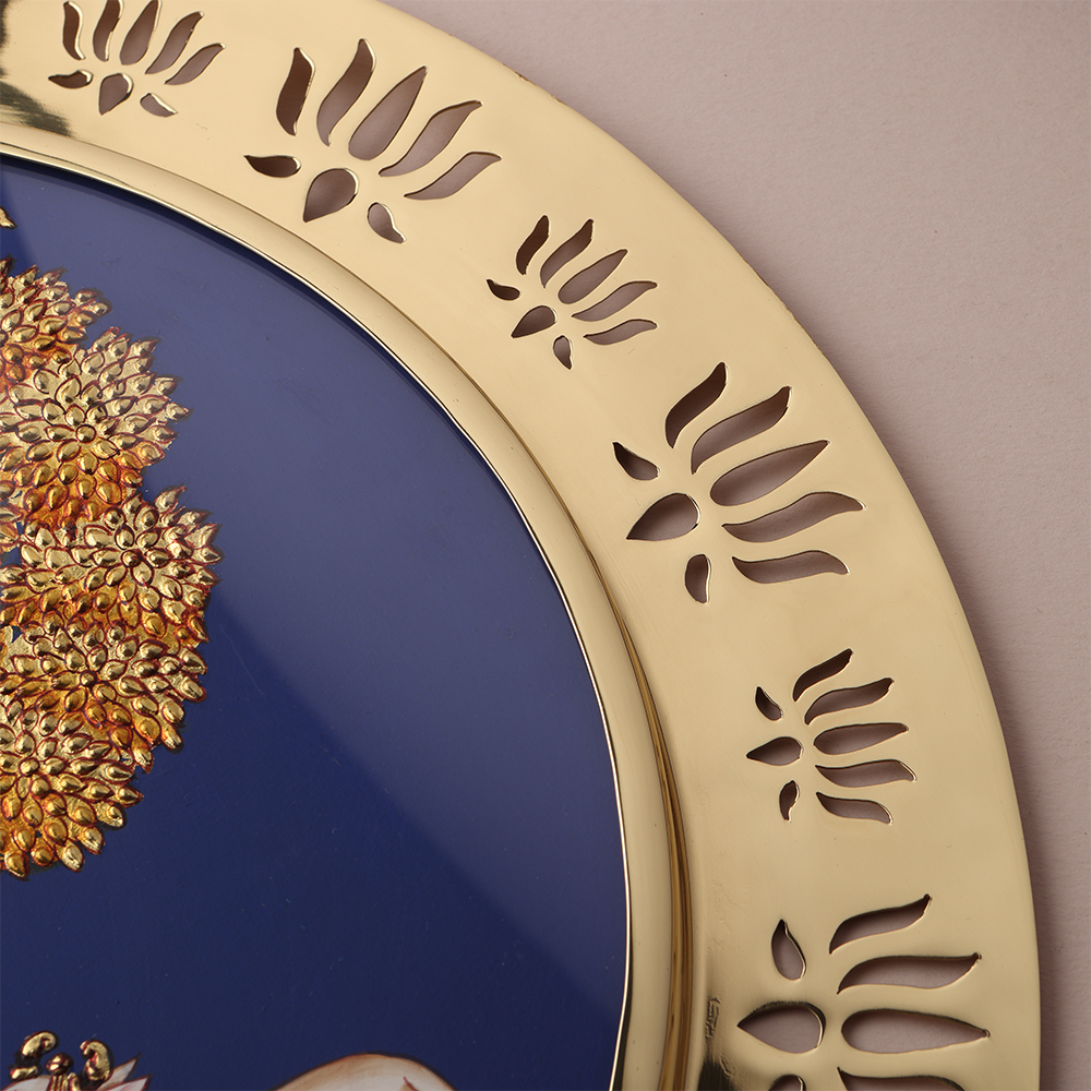 Divine Kamdhenu and Kadamb Tree Brass Frame