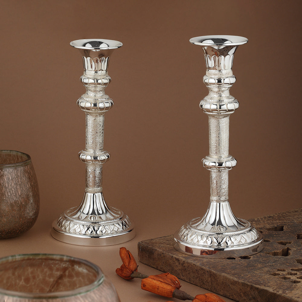 Distressed Silver Candle Holders Huge Pair Of Silver Shabbat — free download