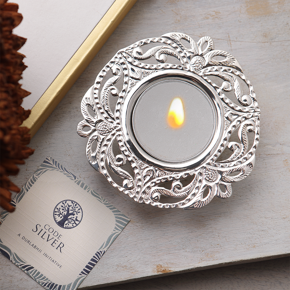SILVER PLATED TEA LIGHT HOLDER