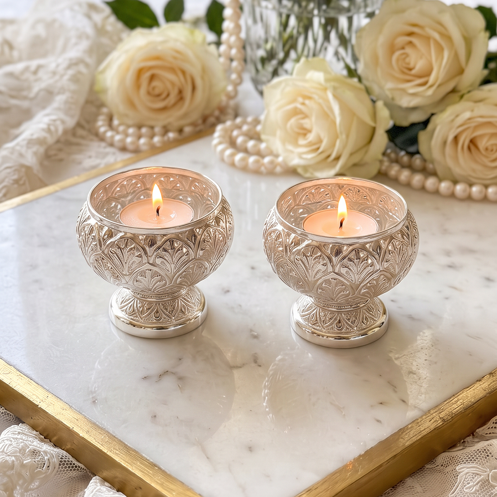 DECORATED TEA LIGHT HOLDER (SET OF 2)