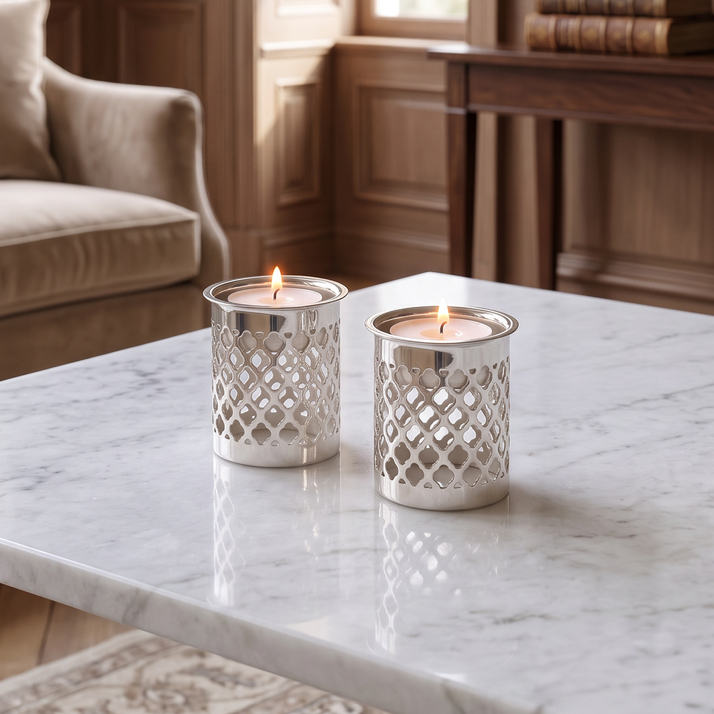 DECORATED TEA LIGHT HOLDER (SET OF 2)