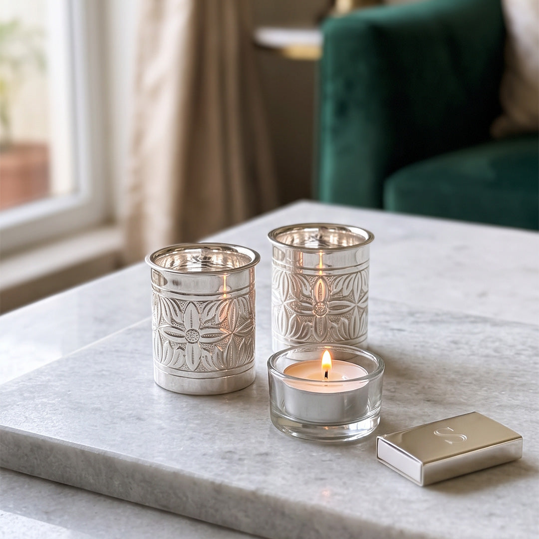 DECORATED TEA LIGHT HOLDER (SET OF 2)