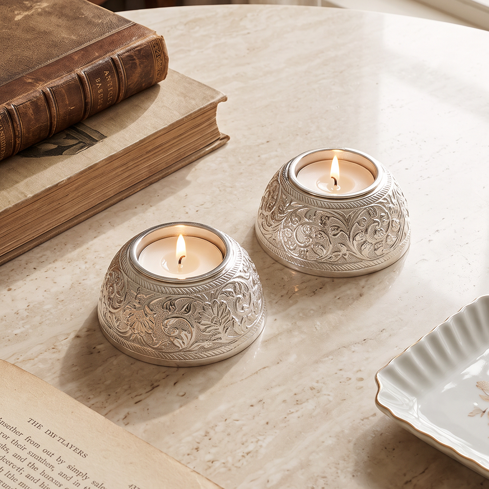 DECORATED TEA LIGHT HOLDER (SET OF 2)
