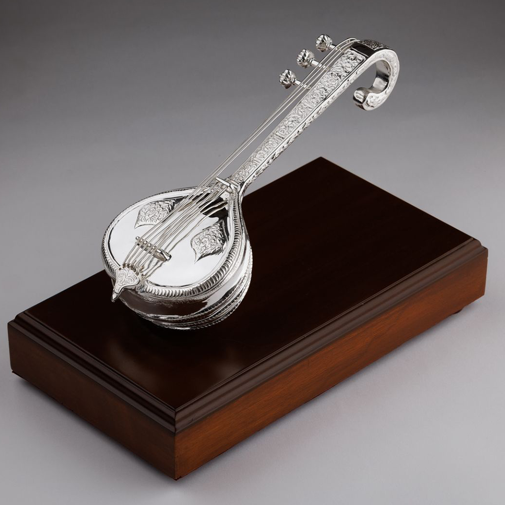 SILVER-PLATED SITAR MEMENTO