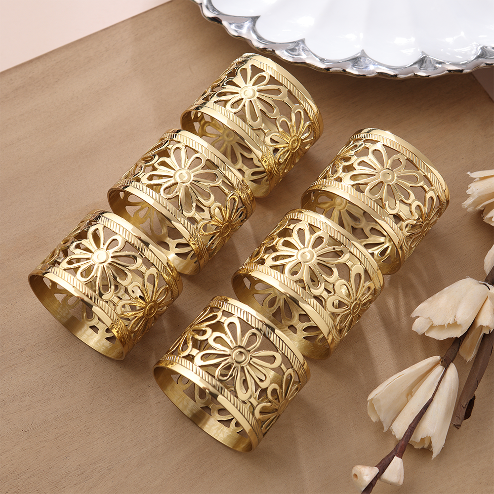 Floral Bloom Brass Napkin Holder