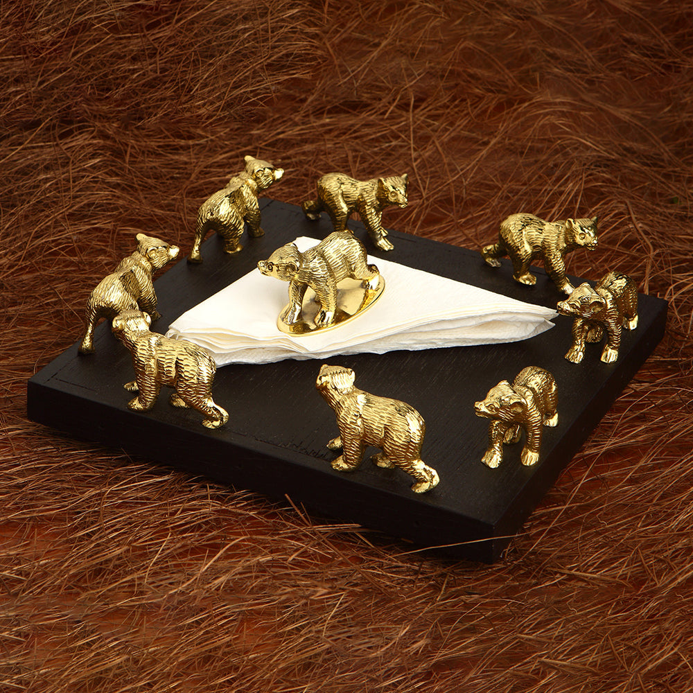 BEAR WOODEN TISSUE HOLDER