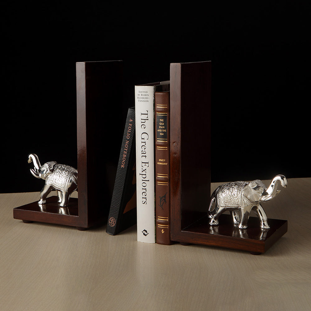 ELEPHANT BOOKEND - SILVER PLATED