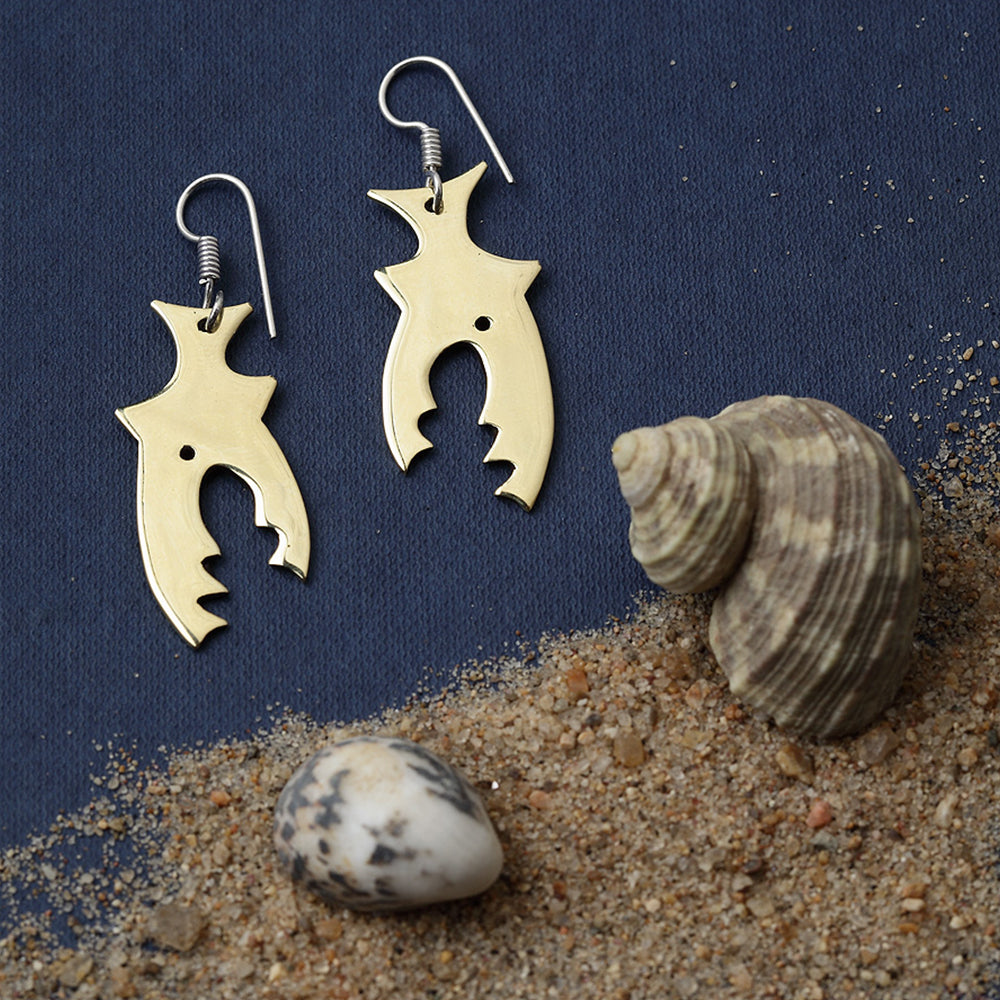 BRASS SHARK EARRING