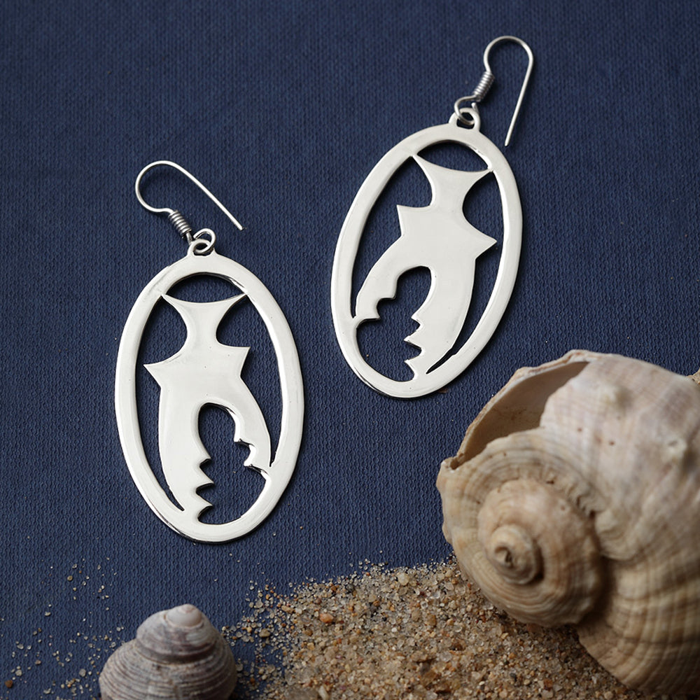 SILVER SHARK EARRING