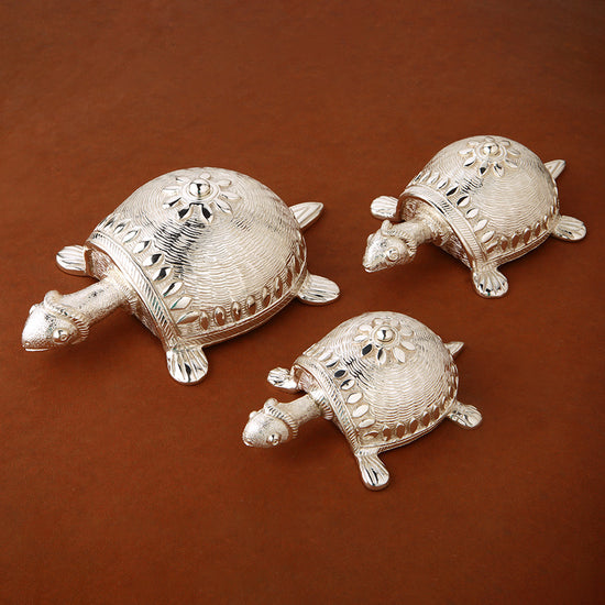 DECORATIVE SILVER PLATED  TORTOISE SET OF 3