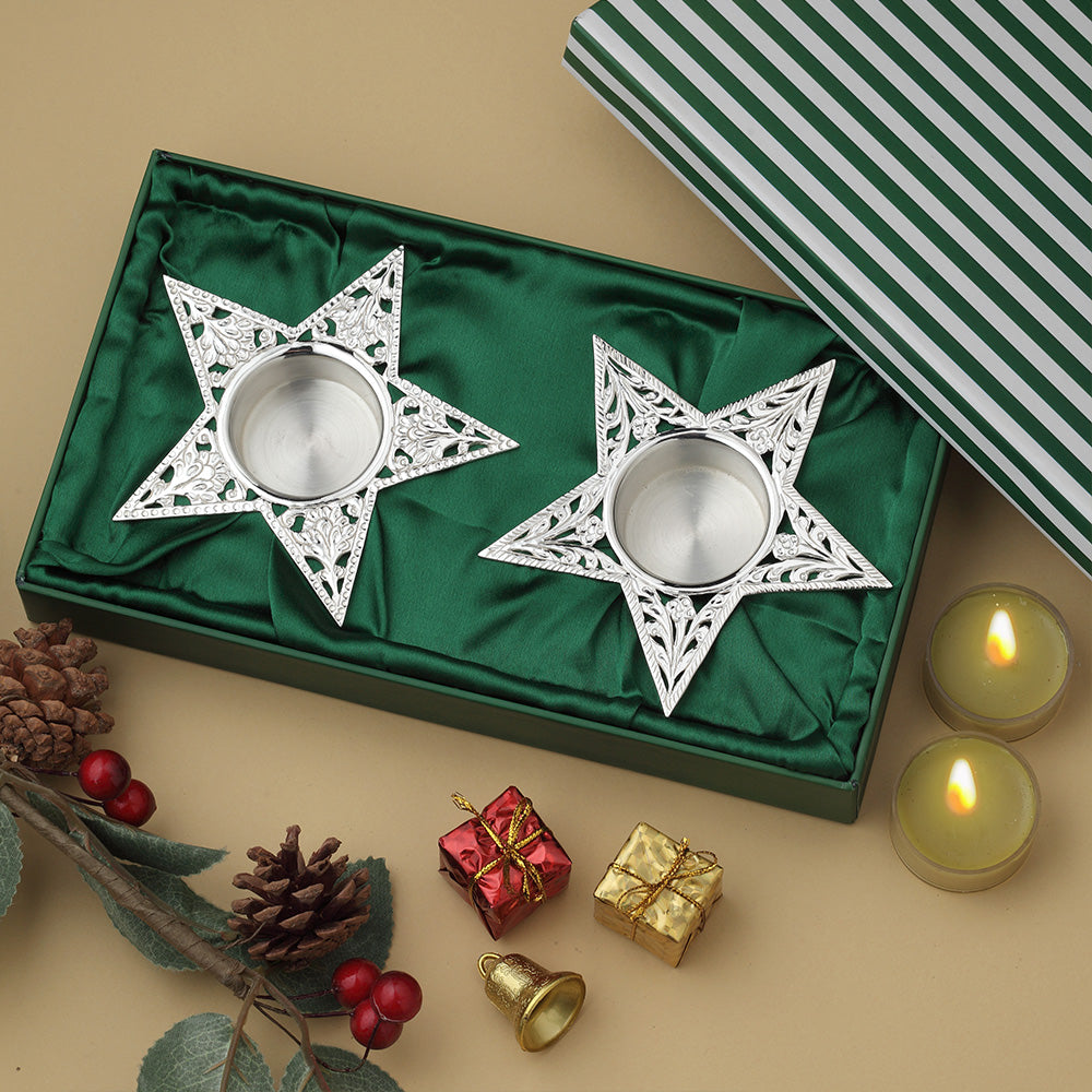Christmas Hamper with Set of 2 Star Tea Light Holders