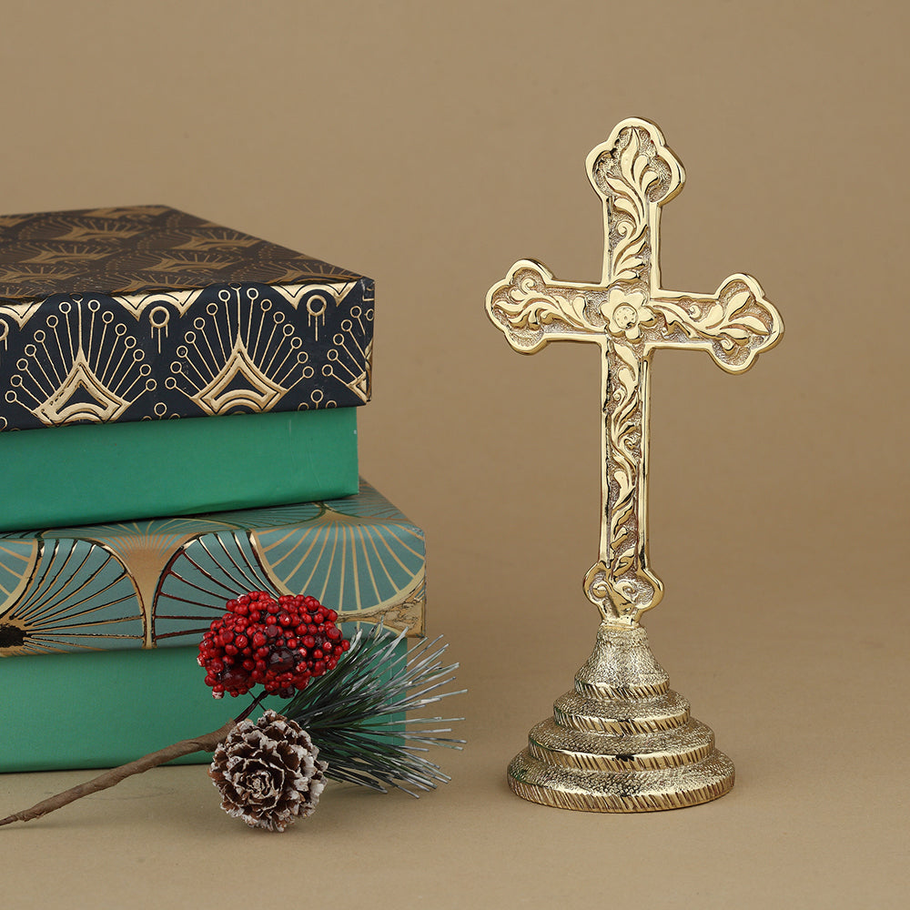 BRASS Ornamental Cross Accent