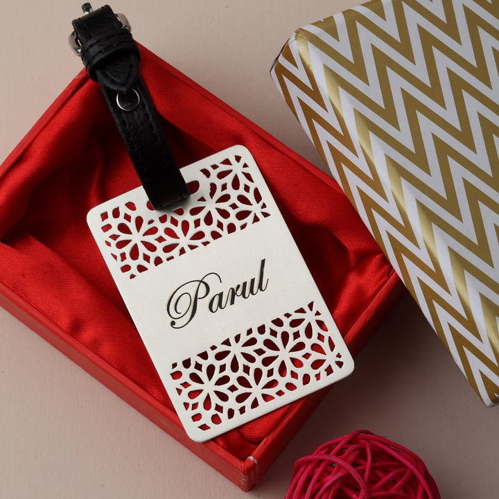 Floral Cutwork Customisable Luggage Tag