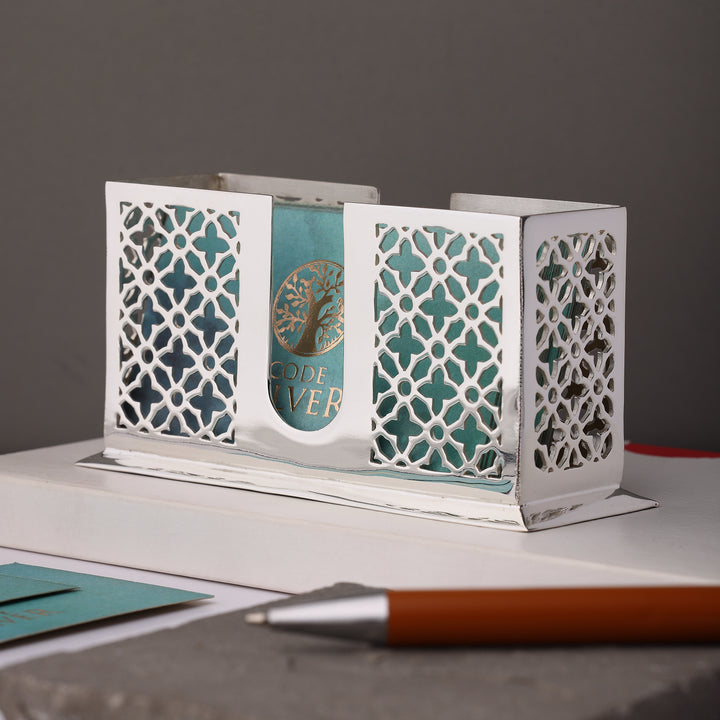 Silver-Plated Desk Business Card Holder