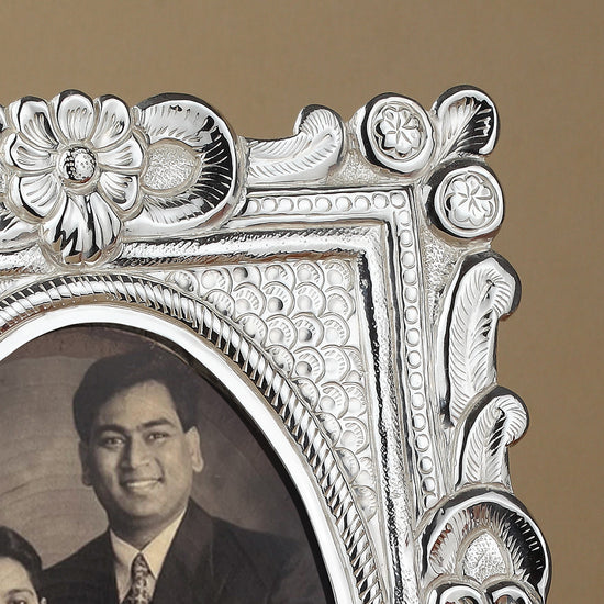 Silver-Plated Ornate Floral Photo Frame