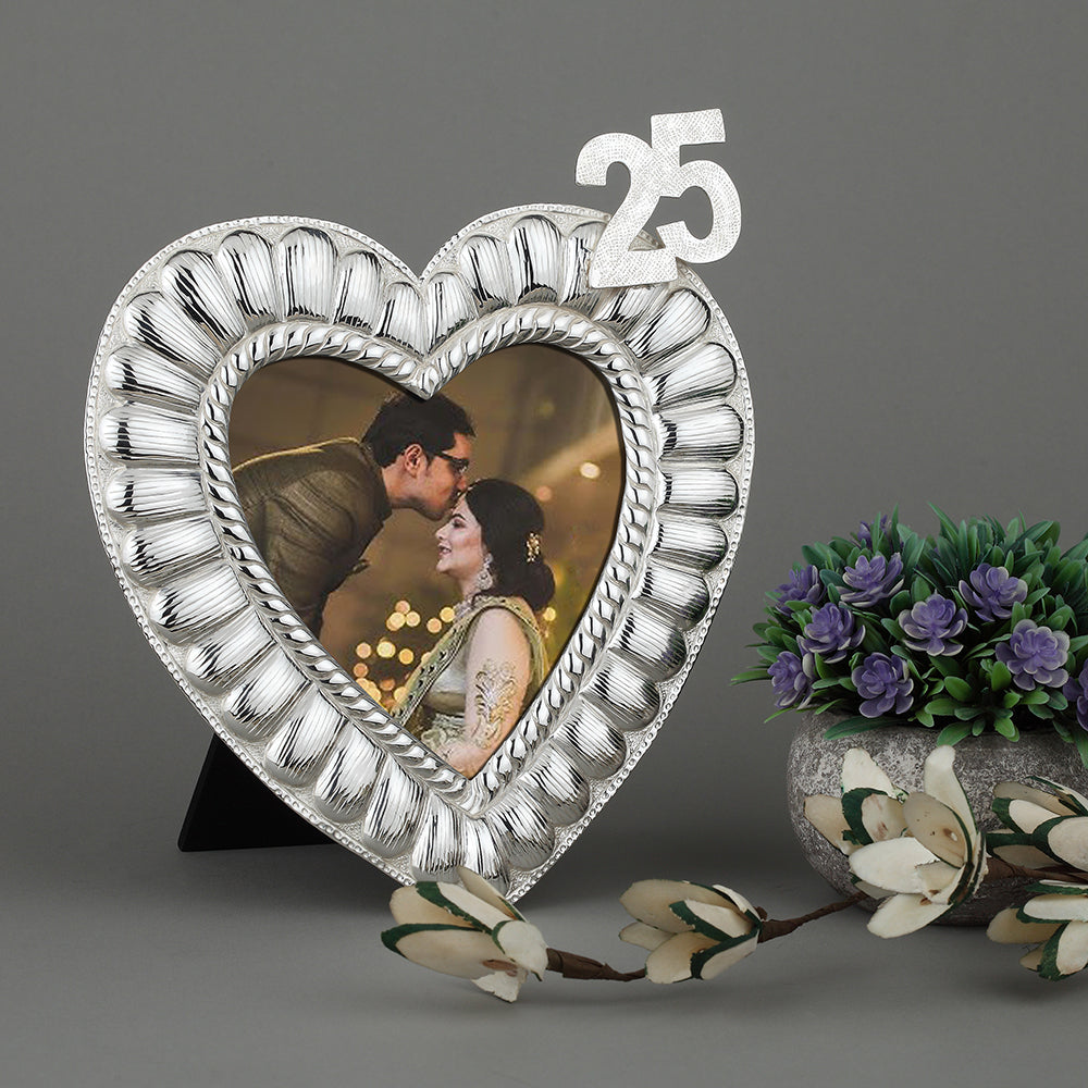 25th Anniversary Heart Photo Frame – Code Silver