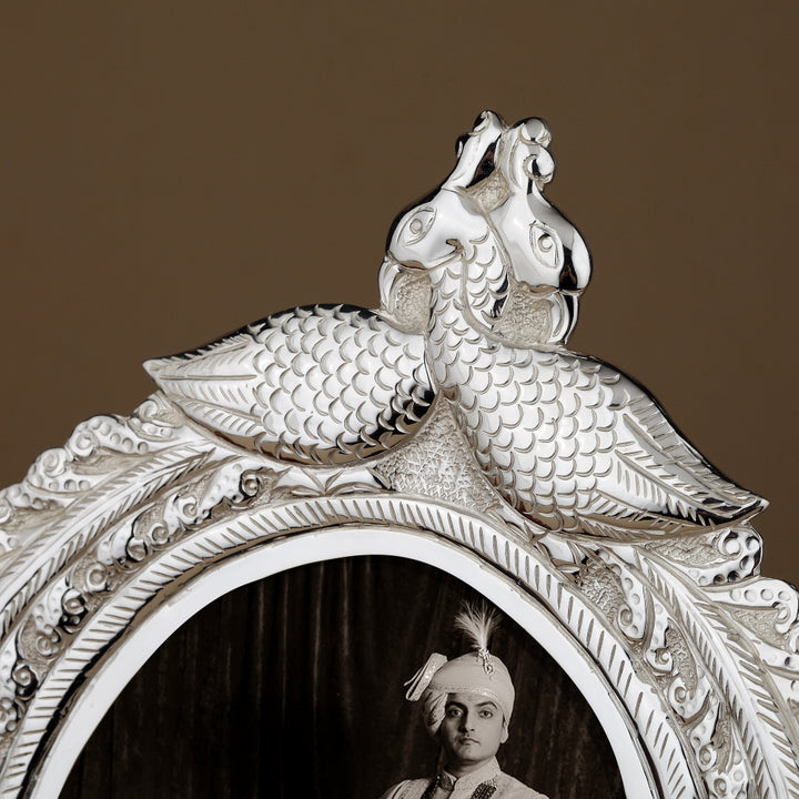 Twin Peacock Silver-Plated Photo Frame