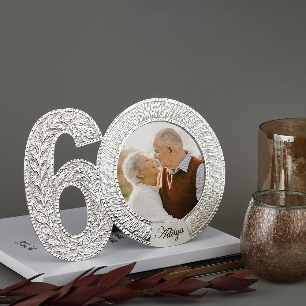 60th Key 60 Shape Anniversary Photo Frame – Code Silver