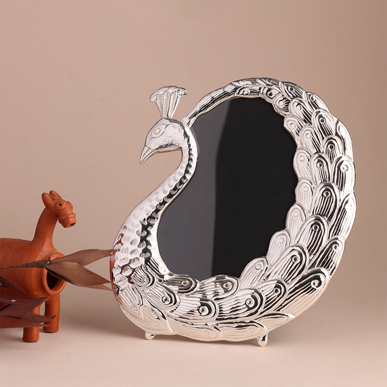 Silver-Plated Peacock Design Photo Frame