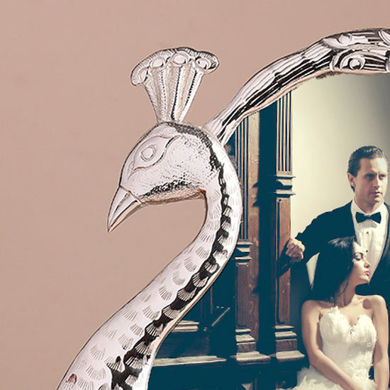 Silver-Plated Peacock Design Photo Frame