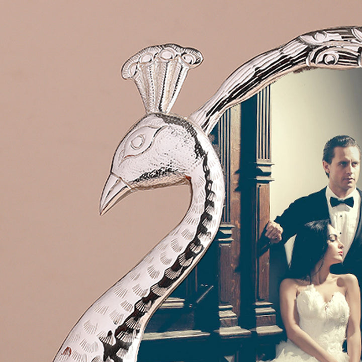 Silver-Plated Peacock Design Photo Frame