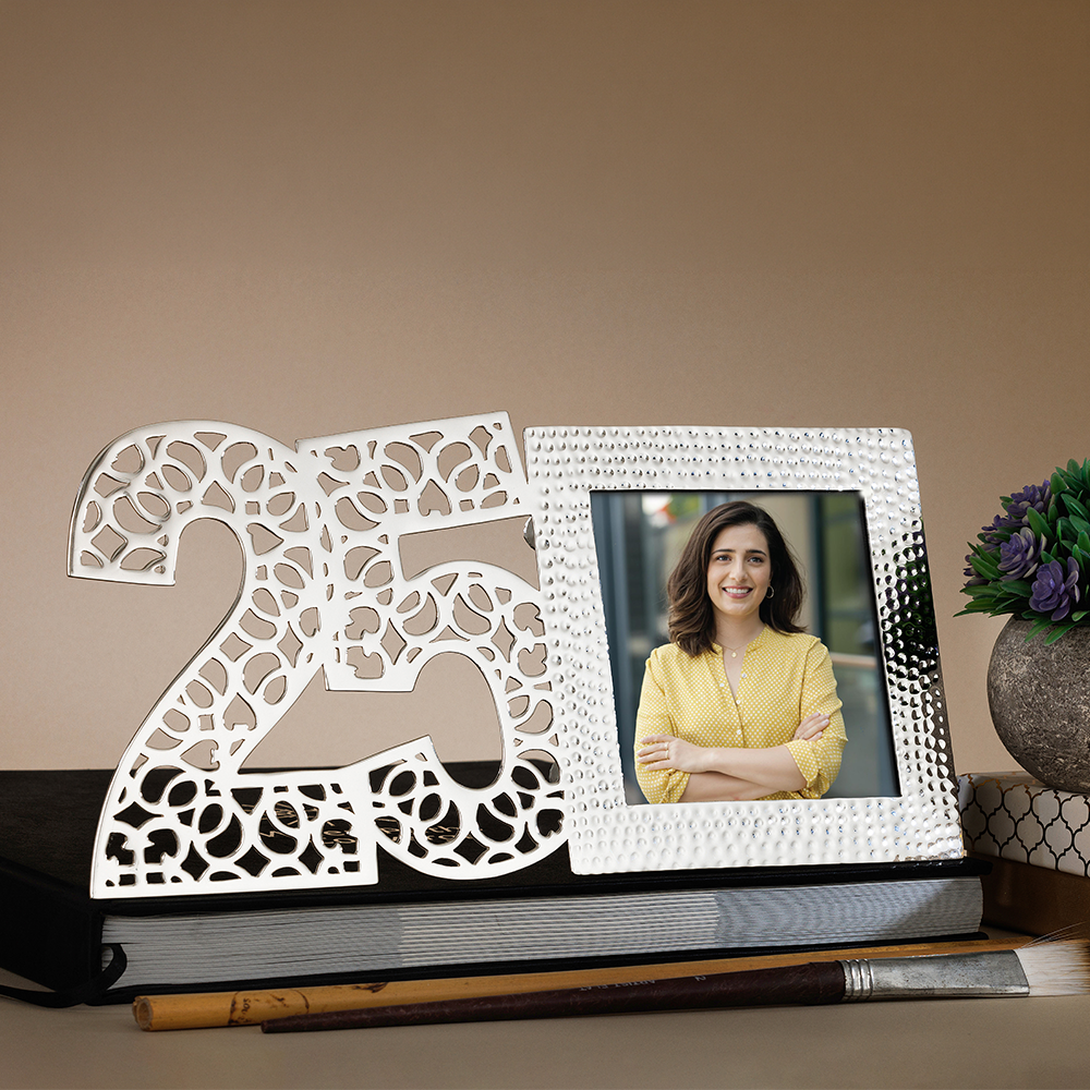 25th Anniversary Jaali & Hammered Photo Frame