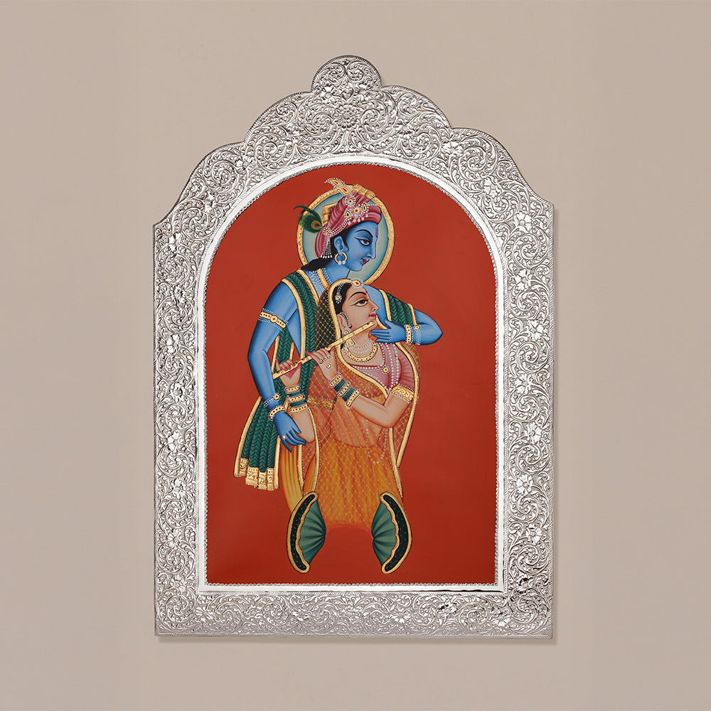 SILVER PLATED RADHA KRISHNA PHOTO FRAME