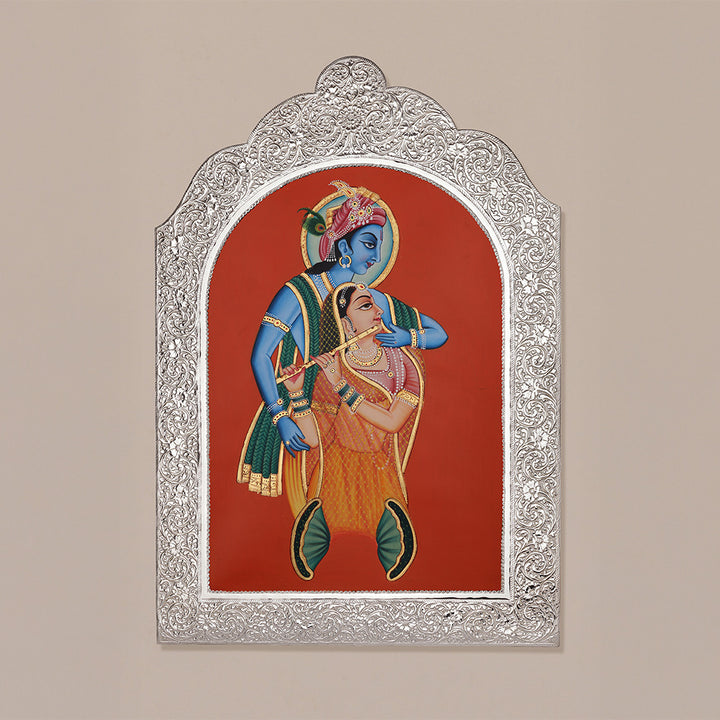 SILVER PLATED RADHA KRISHNA PHOTO FRAME