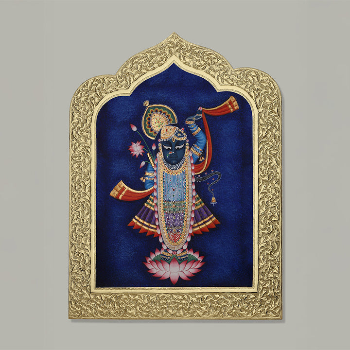 BRASS SHRINATHJI PHOTO FRAME