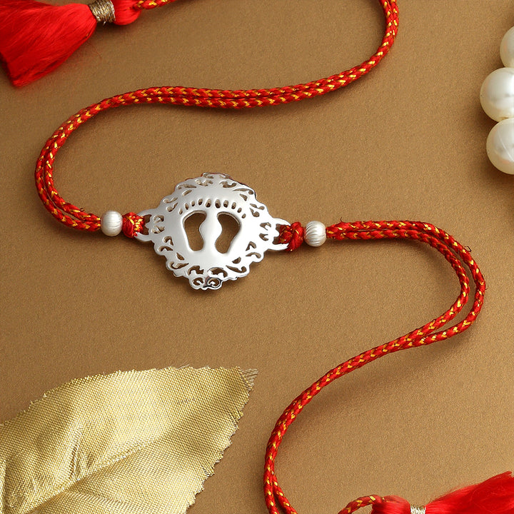 SILVER PLATED CHARAN RAKHI