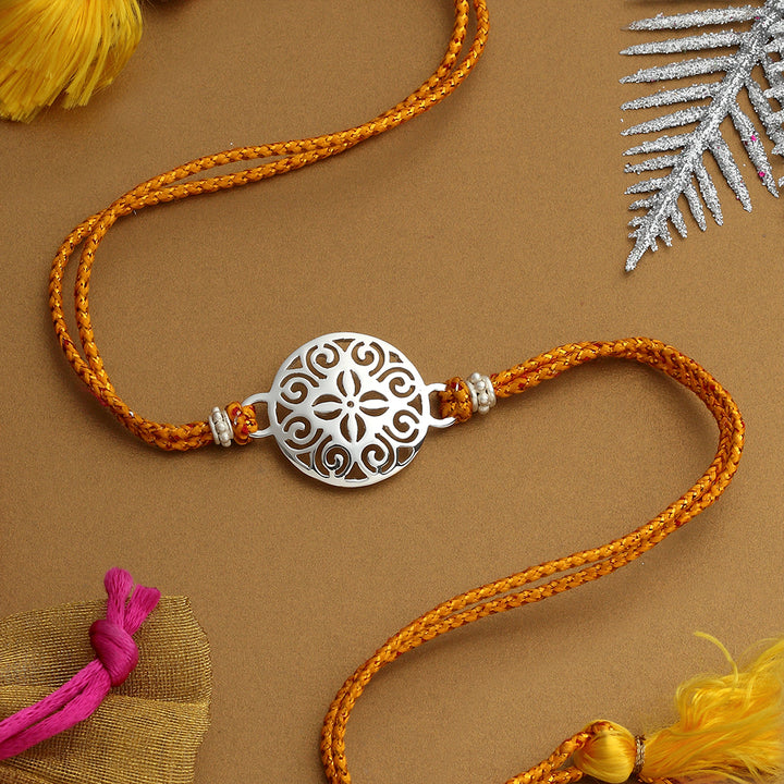 SILVER PLATED DESIGNED JALI RAKHI