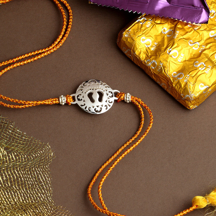 SILVER PLATED CHARAN RAKHI