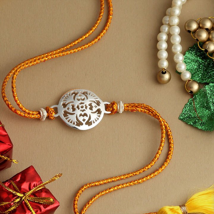 SILVER PLATED DESIGNED JALI RAKHI