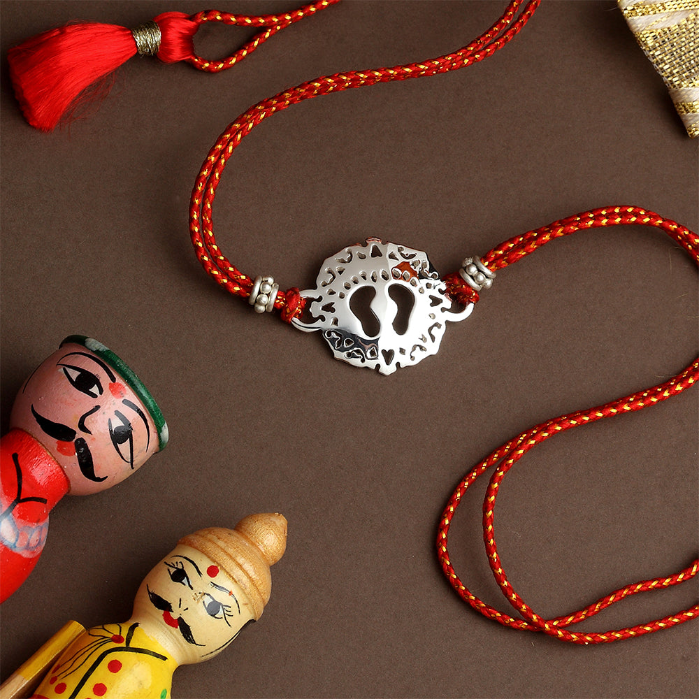SILVER PLATED CHARAN RAKHI