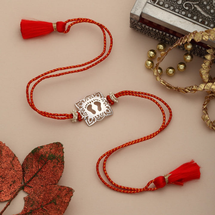 SILVER PLATED CHARAN RAKHI