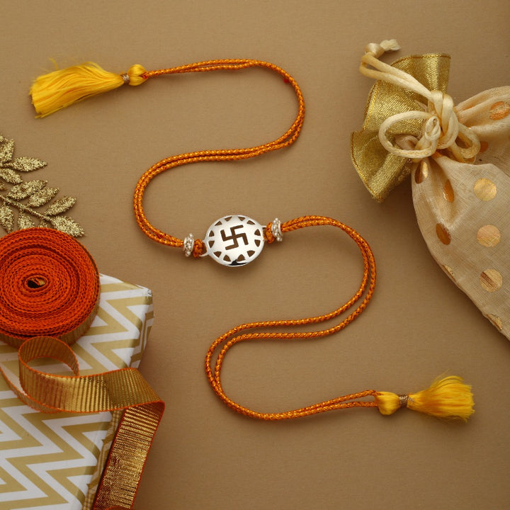 SILVER PLATED SWASTIK RAKHI