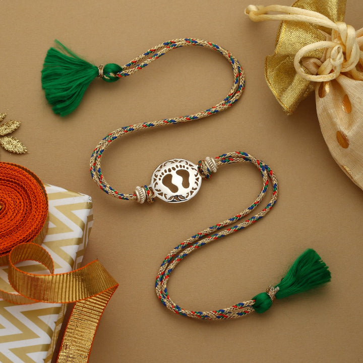 SILVER PLATED CHARAN RAKHI