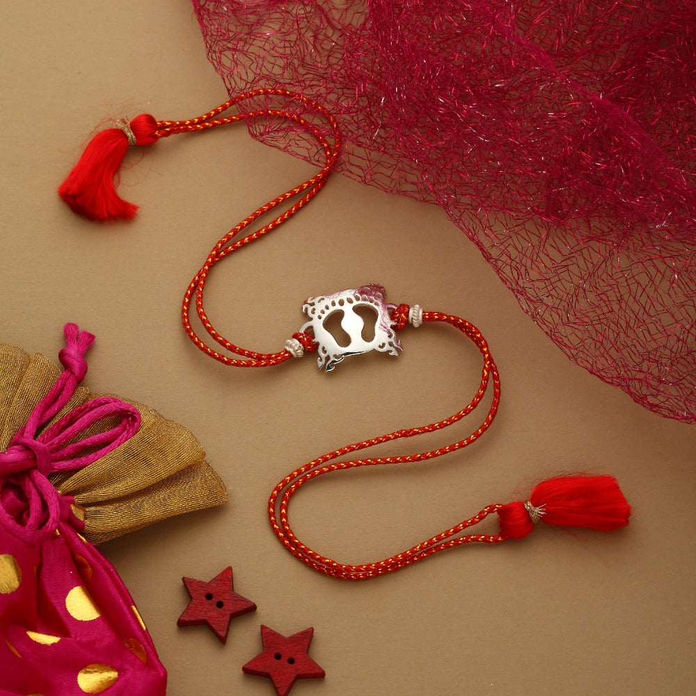 SILVER PLATED CHARAN RAKHI