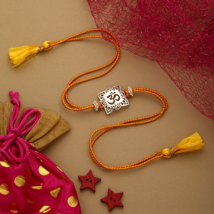 SILVER PLATED OM RAKHI