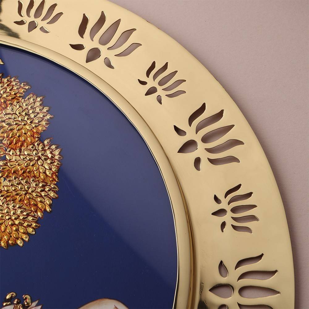 Divine Kamdhenu and Kadamb Tree Brass Frame