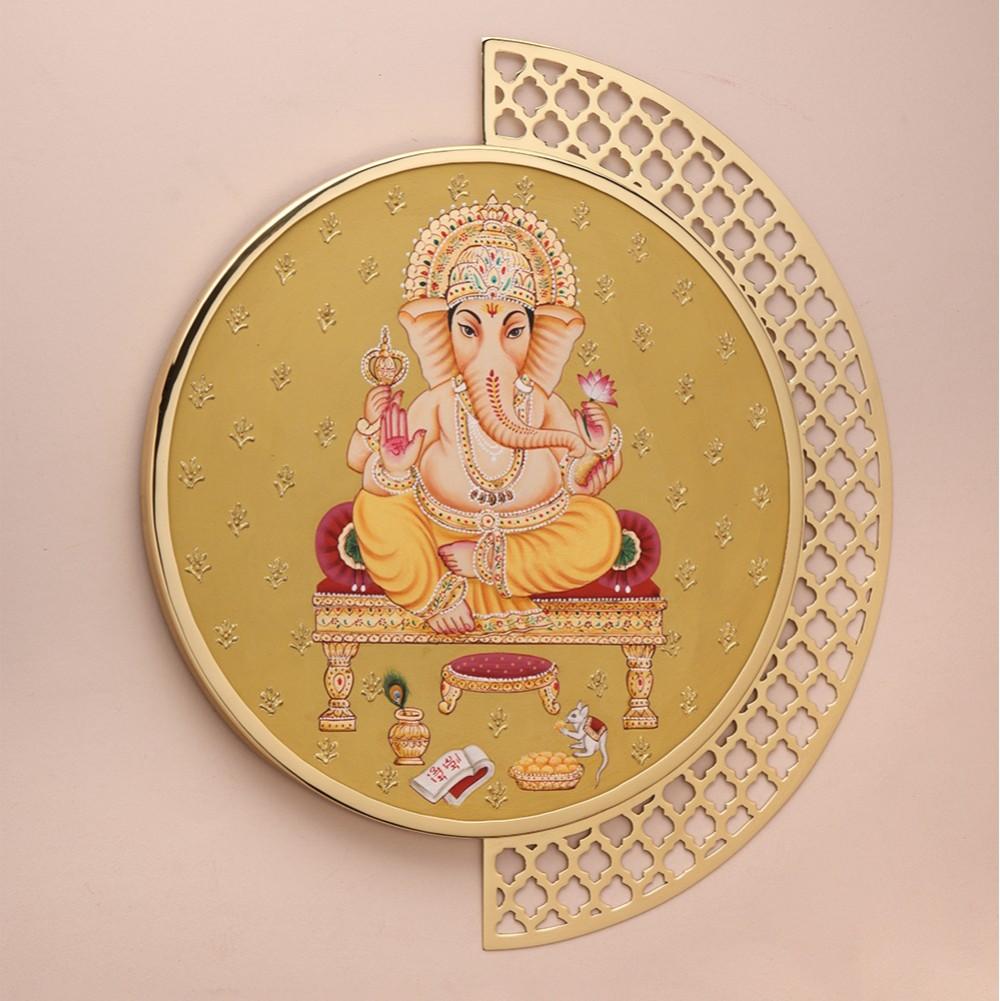 Octagonal Jali Frame Siddhivinayak Jali Brass Photo Frame – Code Silver